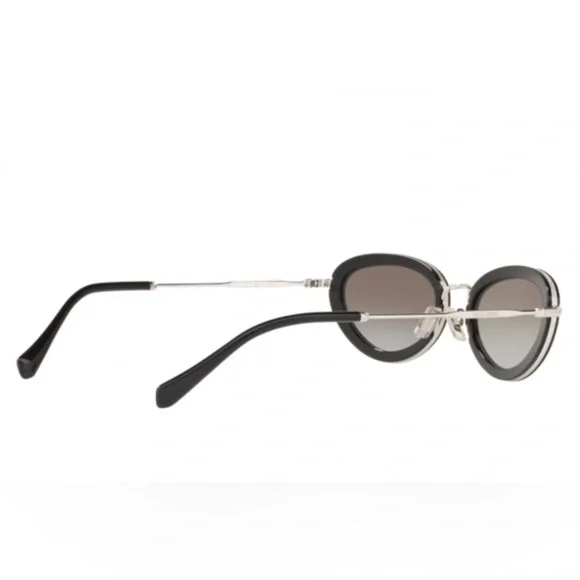 Miu Miu Oval Skinny Sunglasses Mu 58us 1ab 5o0 Black Silver/Grey NWT - Picture 4 of 15